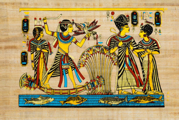 Old Egyptian papyrus with elements of ancient Egyptian history