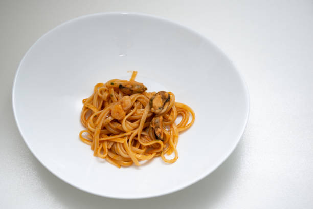 istock Italian noodles with seafood 1363334030