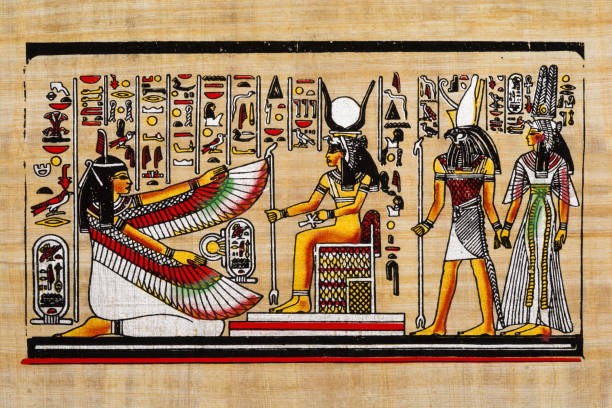 istock Old Egyptian papyrus with elements of ancient Egyptian history 1363334111