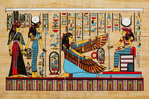 istock Old Egyptian papyrus with elements of ancient Egyptian history 1363334763