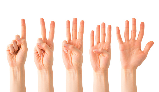 Hand gestures showing numbers