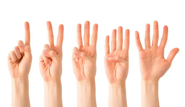 Photo of Hand gestures showing numbers