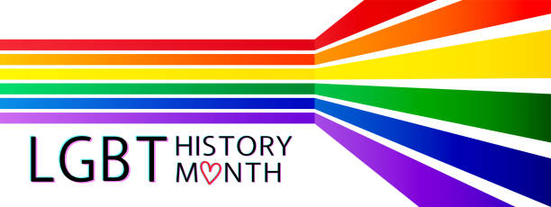 LGBT History Month modern vector concept. Freedom rainbow flag and text isolated on white. lgbt history month stock illustrations
