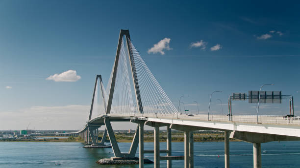 istock Drone Shot Alongside Cooper River Bridge in Charleston, SC 1363344044