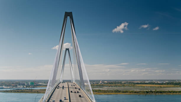 istock Aerial View Through Arches of Cooper River Bridge 1363344046