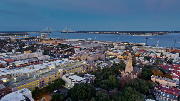 istock Charleston, SC at Twilight - Drone Shot 1363344179