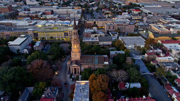 istock Charleston Streets at Twilight - Aerial 1363344184