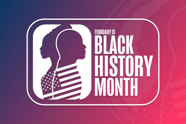 2월은 흑인 역사의 달입니다. 휴일 개념. 배경, 배너, 카드, 텍스트 비문이있는 포스터용 템플릿. 벡터 eps10 그림입니다. - black history month stock illustrations