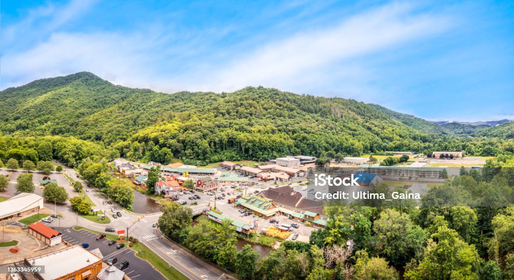 Aerial view of Cherokee, North Carolina Aerial view of Cherokee, North Carolina. Cherokee is the capital of the federally recognized Eastern Band of Cherokee Nation and part of the traditional homelands of the Cherokee people. Cherokee Culture Stock Photo