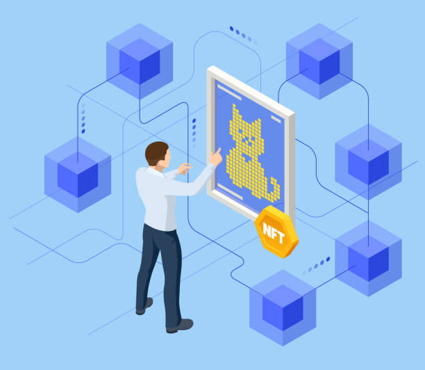 Isometric NFT Non-fungible token is a unique and non-interchangeable unit of data stored on a digital ledger blockchain. Digital art NFTs, generative art Isometric NFT Non-fungible token is a unique and non-interchangeable unit of data stored on a digital ledger blockchain. Digital art NFTs, generative art. non fungible token stock illustrations