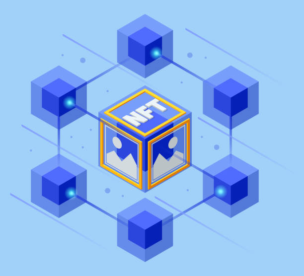 istock Isometric NFT Non-fungible token is a unique and non-interchangeable unit of data stored on a digital ledger blockchain. Digital art NFTs, generative art 1363347846