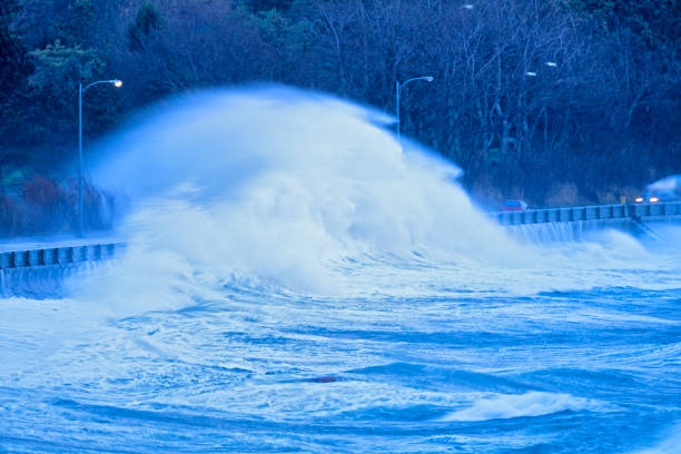 Storm waves along the waterfront of Victoria,  British Columbia