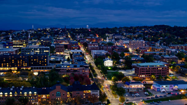 istock Downtown Burlington at Twilight - Drone Shot 1363349578