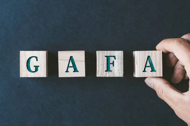 Photo of GAFA wooden block and network business image