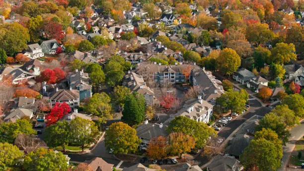 Photo of Fall Colors in Residential Neighborhood - Aerial