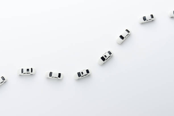 Traffic jam image of white minicar Traffic jam image of white minicar toy car stock pictures, royalty-free photos & images