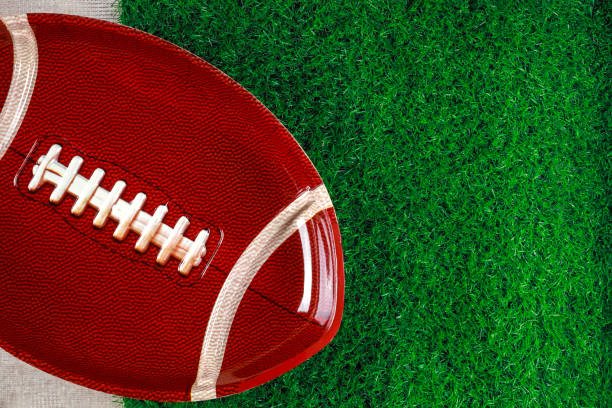 istock Football ball plate empty for food mockup. 1363358287
