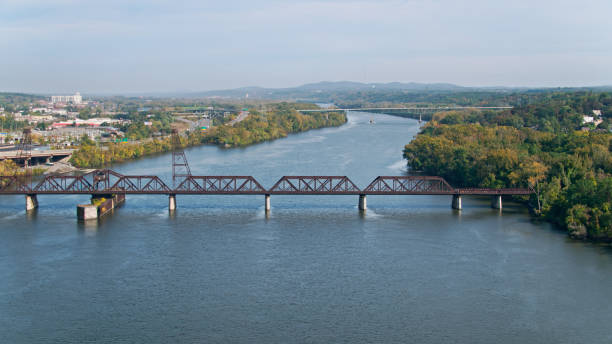 istock Rail Bridge Across Hudson River - Aerial 1363359525