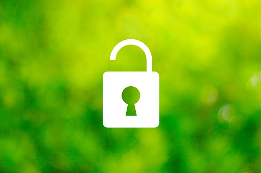 Security measures and green blur background