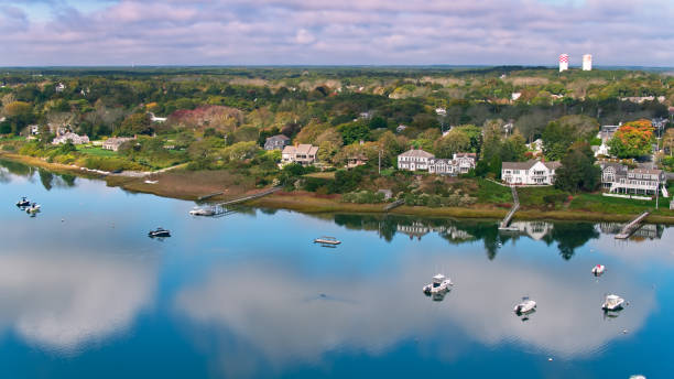 Waterfront Houses in Chatham on Cape Cod - Aerial
