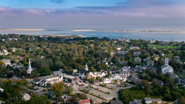 istock Aerial View Over Chatham Towards the Ocean on Cape Cod 1363363775