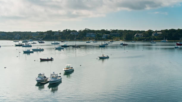 istock Drone Shot of Boats on Cape Cod Inlet 1363363778