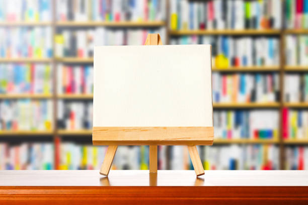 White canvas and bookshelves background