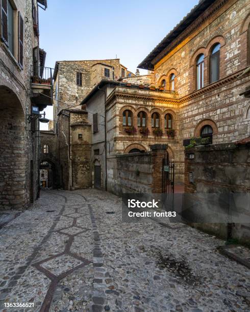 Picturesque Alley In The Medieval Town Of Narni Umbria Region Italy Stock Photo - Download Image Now