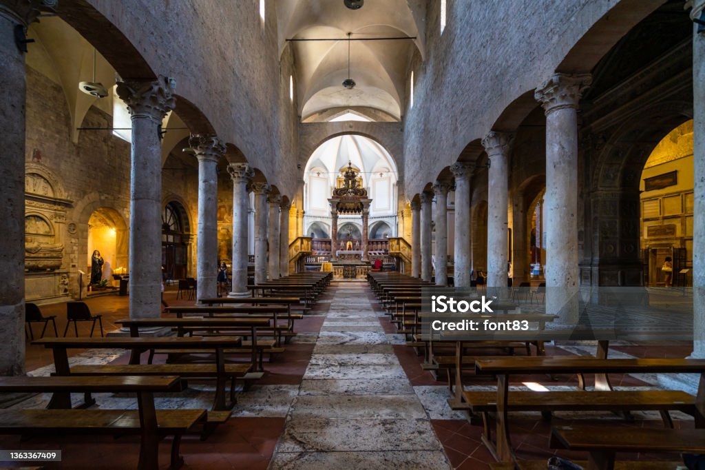 Interior of Narni cathedral (San Giovenale cathedral), Umbria, Italy Umbria Stock Photo