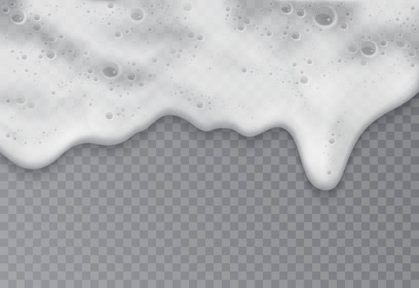 illustrations, cliparts, dessins animés et icônes de mousse avec bulles de savon ou de bière, vue de dessus, texture de bordure réaliste 3d de la vague de plage - mousse