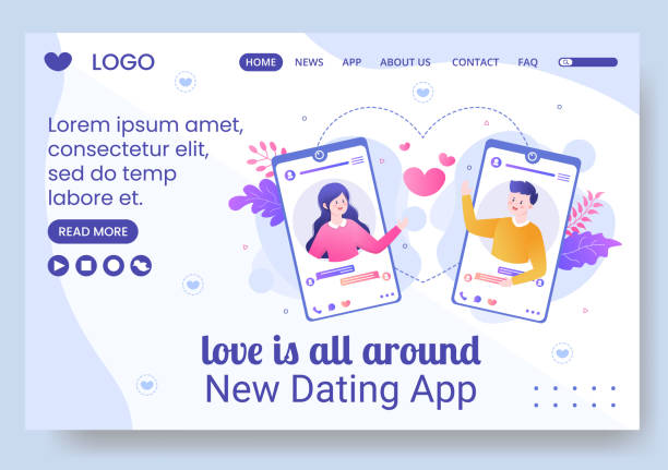 istock Dating App For a Love Match Landing Page Template Flat Design Illustration Editable of Square Background Suitable to Social Media or Valentine Greetings Card 1363371619