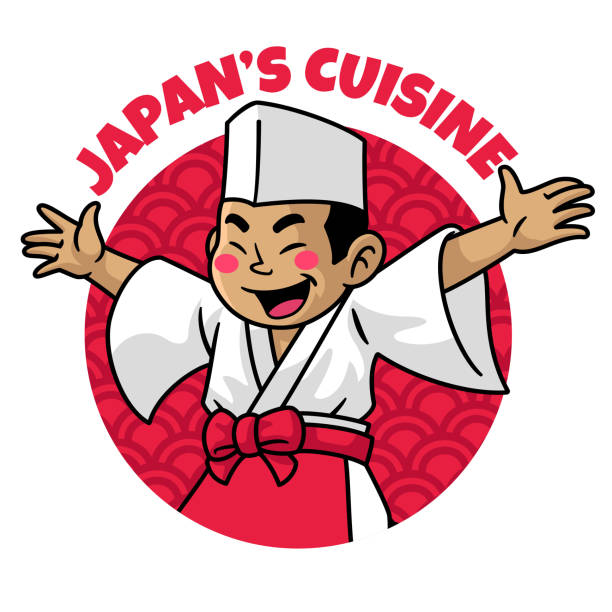 ilustrações, clipart, desenhos animados e ícones de japão cartoon funny chef logo - places to go