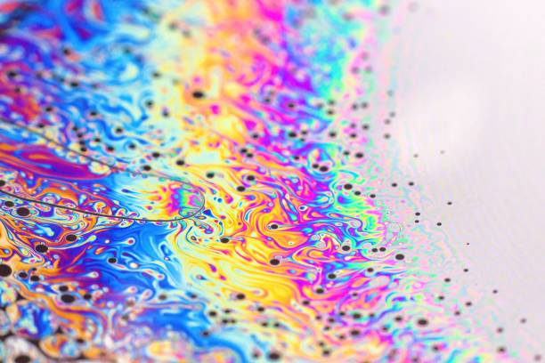 Beautiful psychedelic abstraction formed by light on the surface of a soap bubble