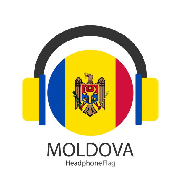Moldova headphone flag vector on white background. Moldova headphone flag vector on white background. moldovan flag stock illustrations