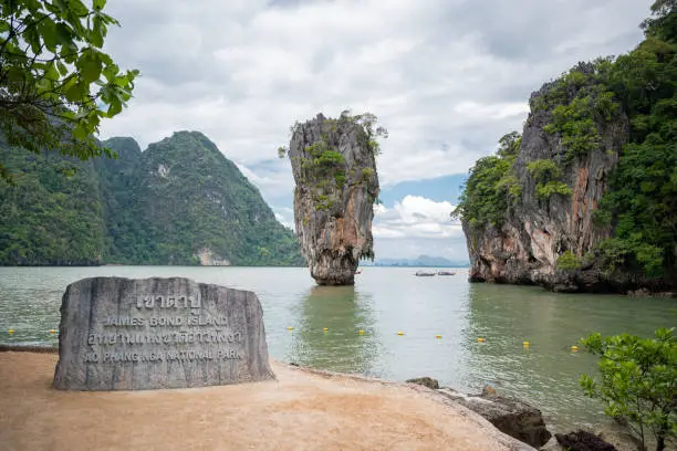 Photo of Khao Tapu In Phang Nga Bay Thailand.  Khao Phing Kan in the pang Nga bay in Thailand