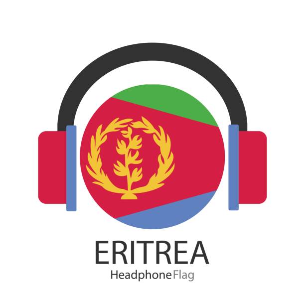 вектор флага эритрейских наушников на белом фоне. - eritrean flag audio stock illustrations