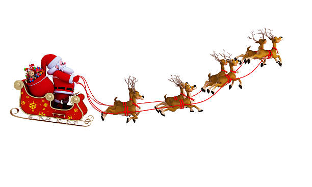 santa with sleigh stock photo