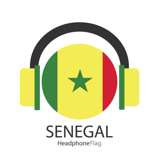 senegal headphone flag vector on white background. - senegal 幅插畫檔、美工圖案、卡通及圖標