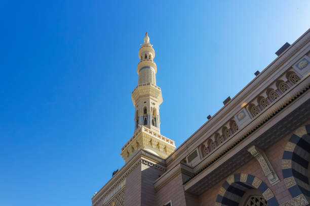 menara masjid nabawi, madinah, masjid nabawi. arab saudi - masjid nabawi madinah potret stok, foto, & gambar bebas royalti