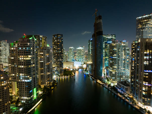 istock Aerial night photo Miami River 1363381551