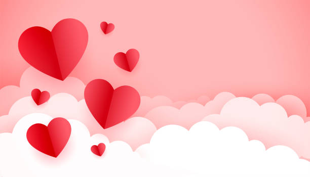 istock floating paper hearts on clouds pink background for valentines day 1363381625