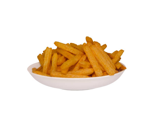 istock Corn puffs, finger food on a plate. 1363382717