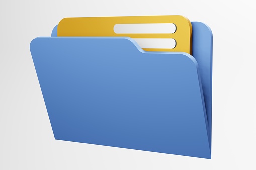 Folder file documents business administration and data storage. 3d render