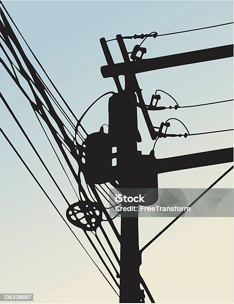 Câbles Transformateurs Vecteurs libres de droits et plus d'images vectorielles de Poteau électrique - Poteau électrique, Ligne à haute tension, Électricité