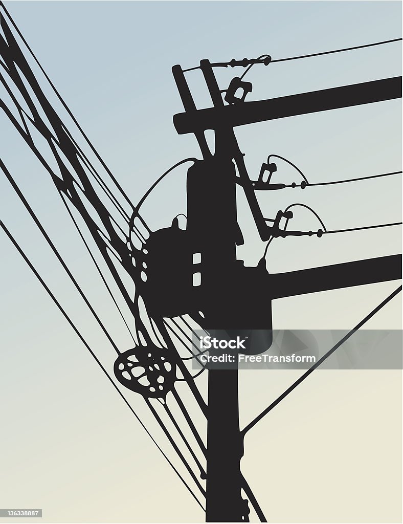 Провода & Трансформаторы - Векторная графика Телефонный столб роялти-фри