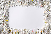 Frame of the shredded paper on white background
