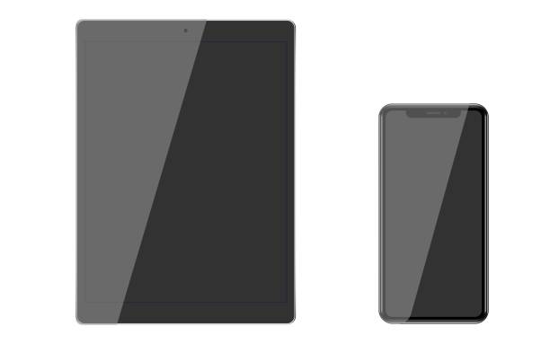 istock Modern digital tablet and smartphone. Black screen of modern Digital Tablet and Smart Phone Isolated on White. Vector illustration 1363395279