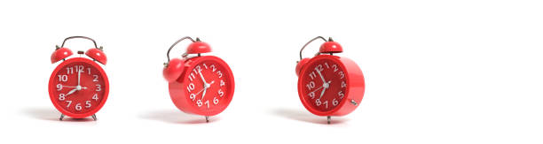 istock Banner,ringing red alarm clock, isolate on white background, eight morning or evening. 1363399940