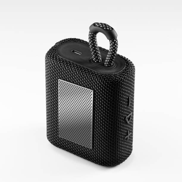 istock Black portable bluetooth Speaker, wireless boom box, isolated on white background, Small radio, waterproof, Stereo Sound System, Phone Accessories, product stock photo 1363405069