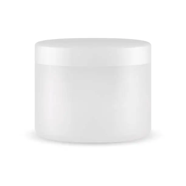 Vector illustration of White cream jar blank. Body scrub plastic packaging